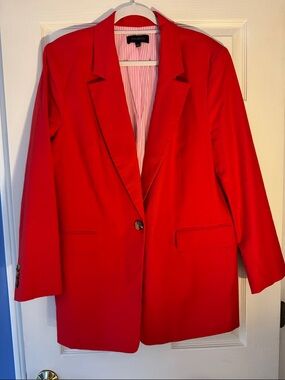 Talbots Red Single-Button Tailored Blazer size 16